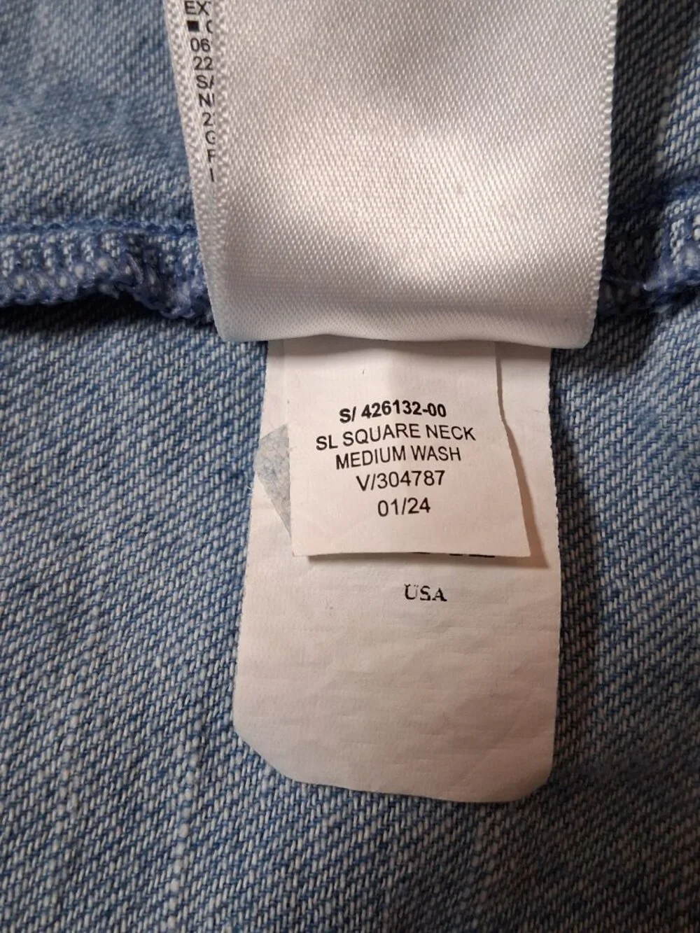 Old Navy Chambray Denim Dress Large Square Neck Sleeveless Country Cottage - Picture 6 of 10